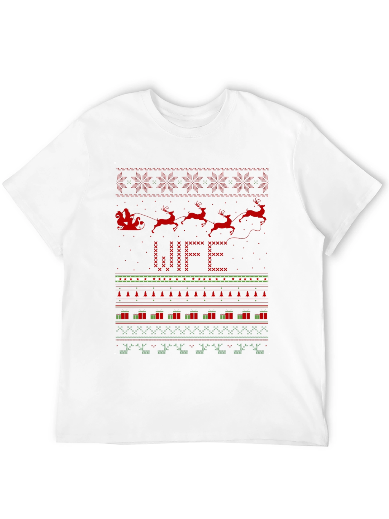 Festive Wife Ugly Christmas Sweater Style T-Shirt