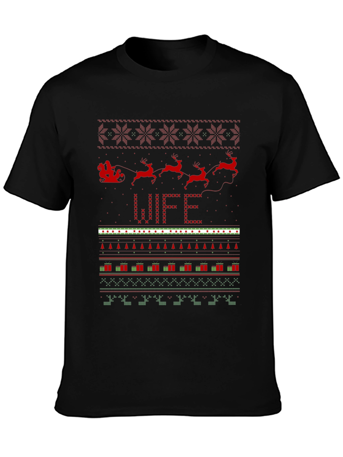 Festive Wife Ugly Christmas Sweater Style T-Shirt