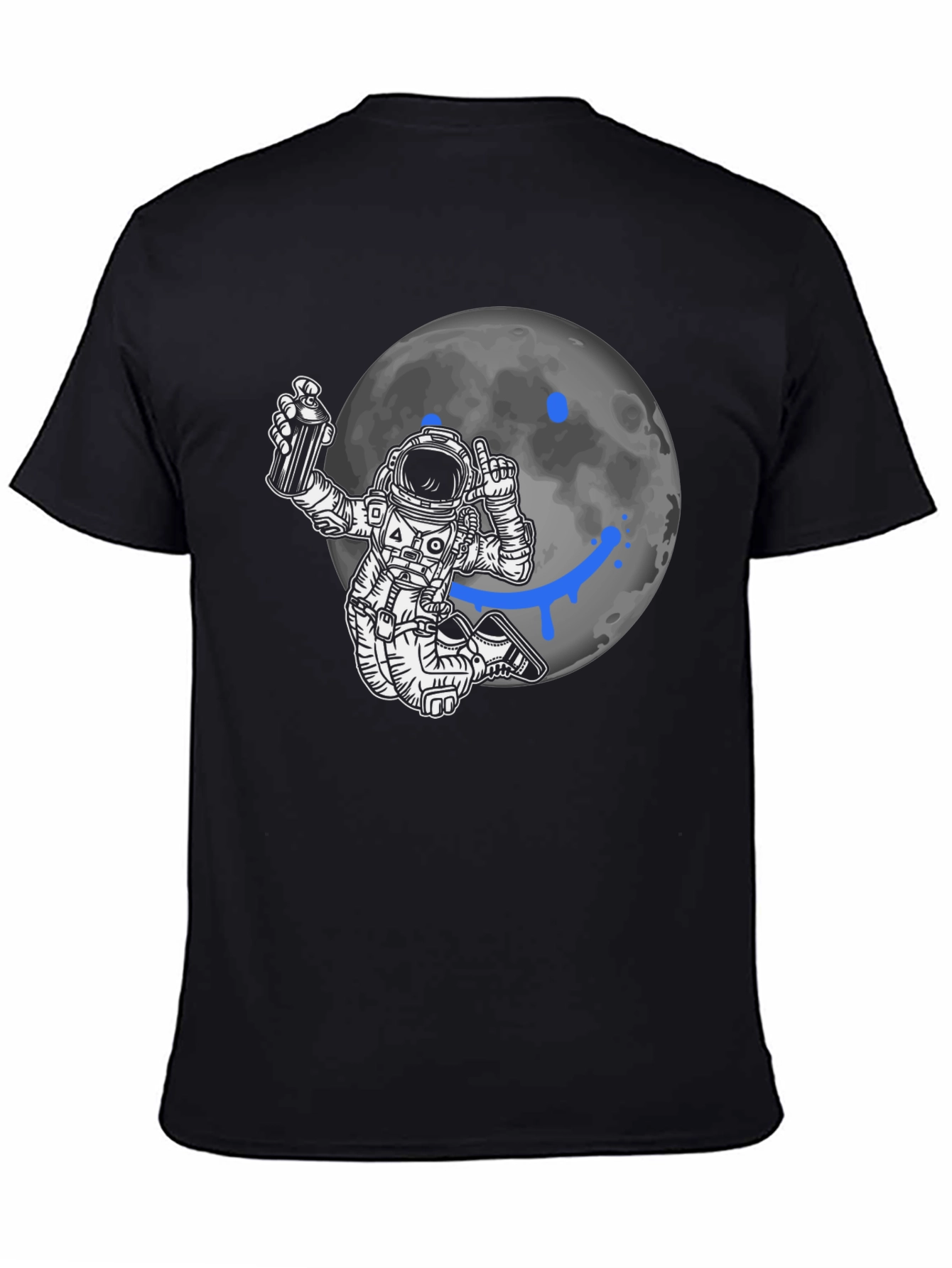 Astronaut Graffiti Moon Black T-Shirt