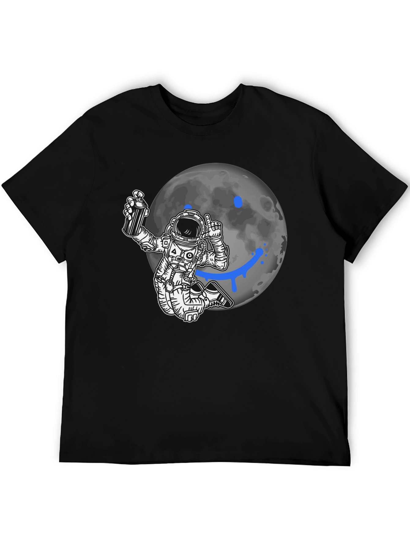 Astronaut Graffiti Moon Black T-Shirt
