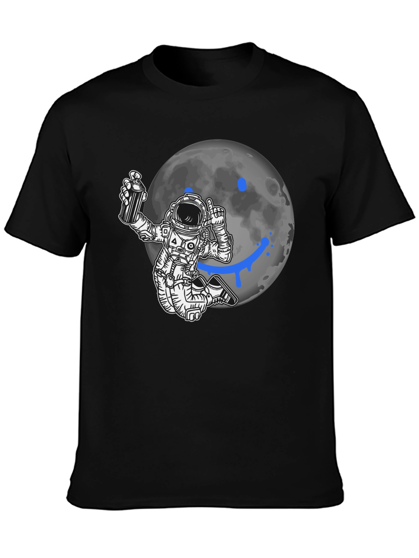 Astronaut Graffiti Moon Black T-Shirt