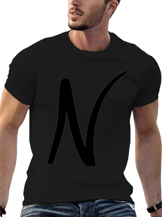 Black T-Shirt with N Design - Casual Wear