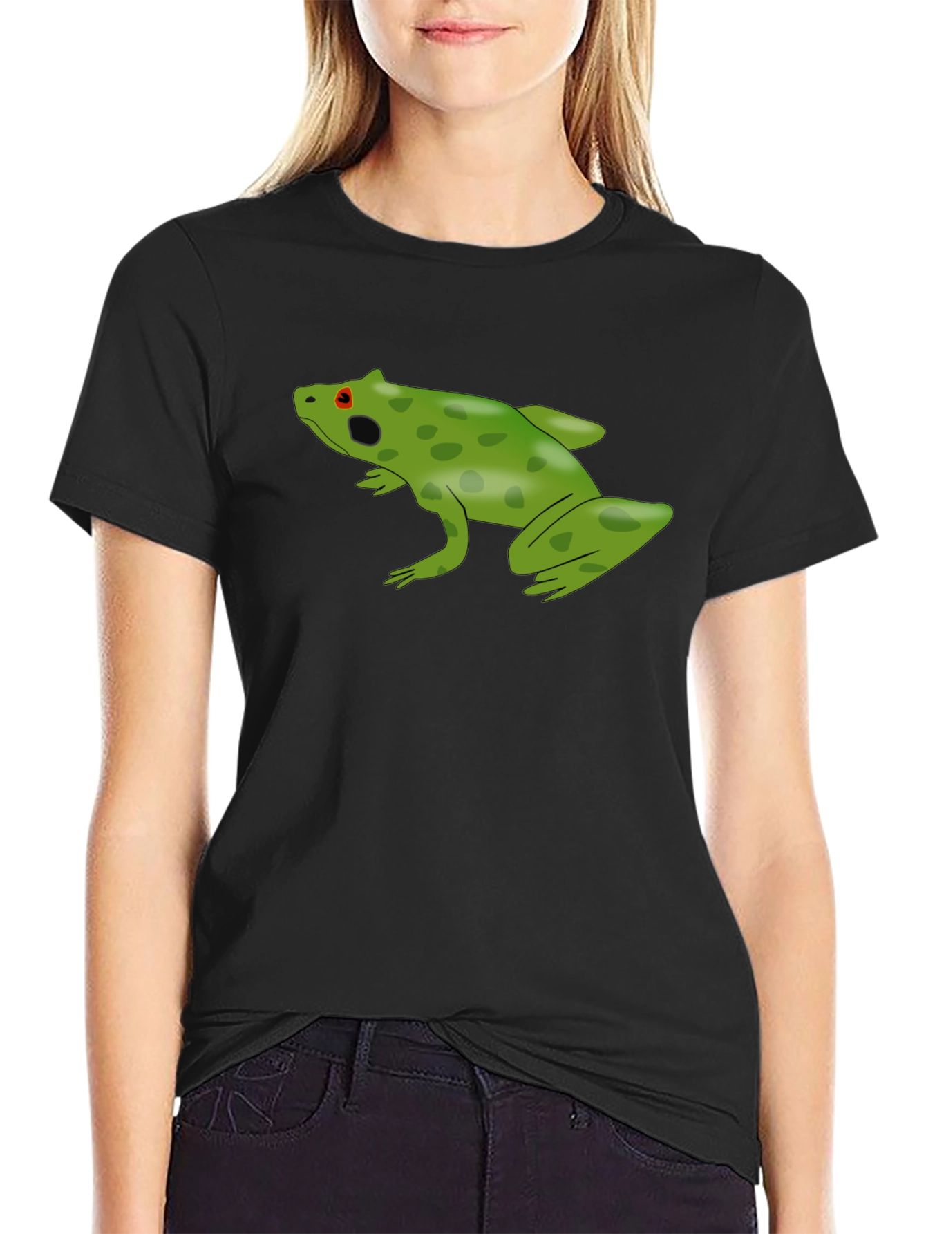 Frog Graphic Tee - Black Cotton Casual Shirt