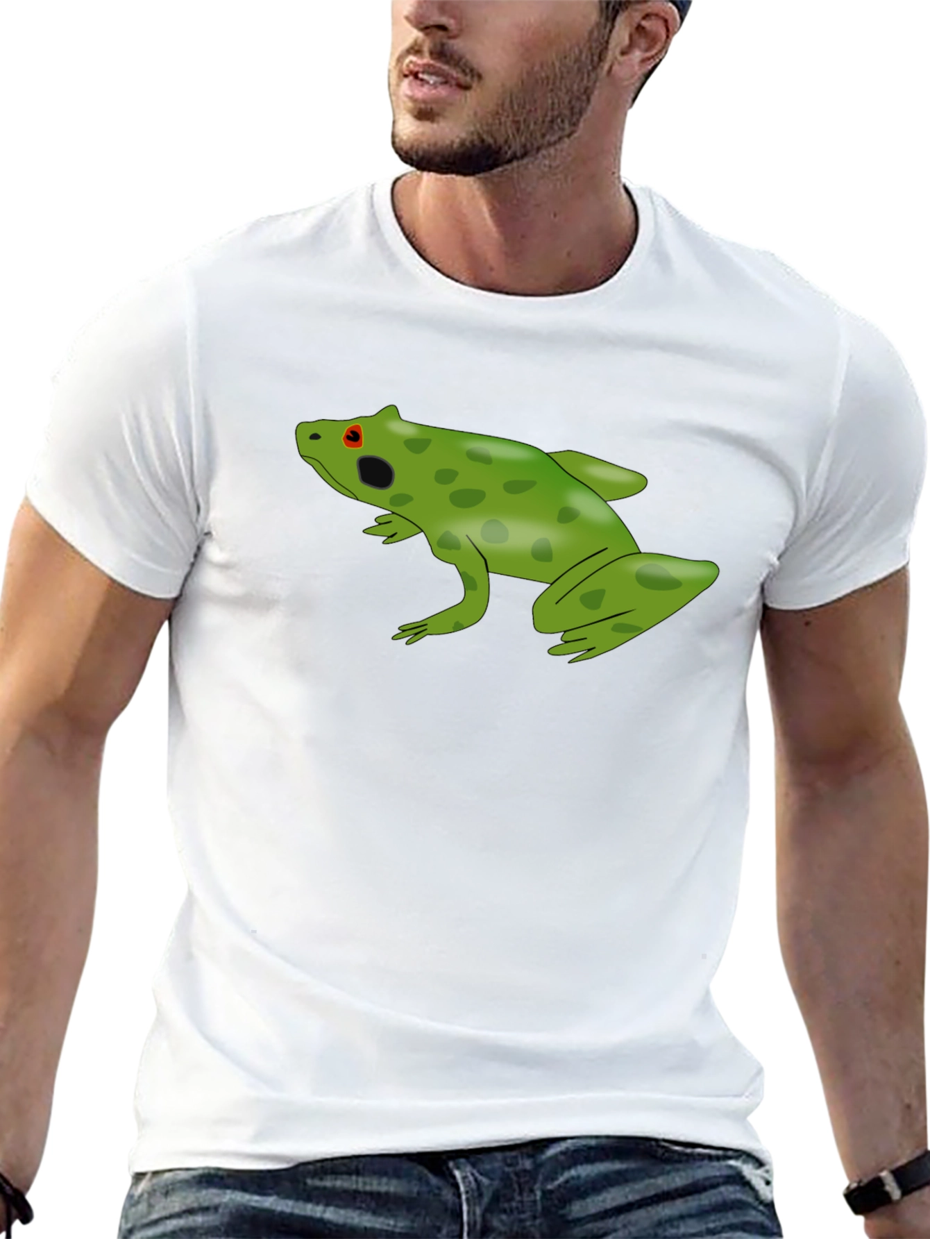 Frog Graphic Tee - Black Cotton Casual Shirt