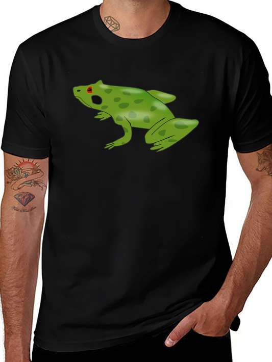 Frog Graphic Tee - Black Cotton Casual Shirt