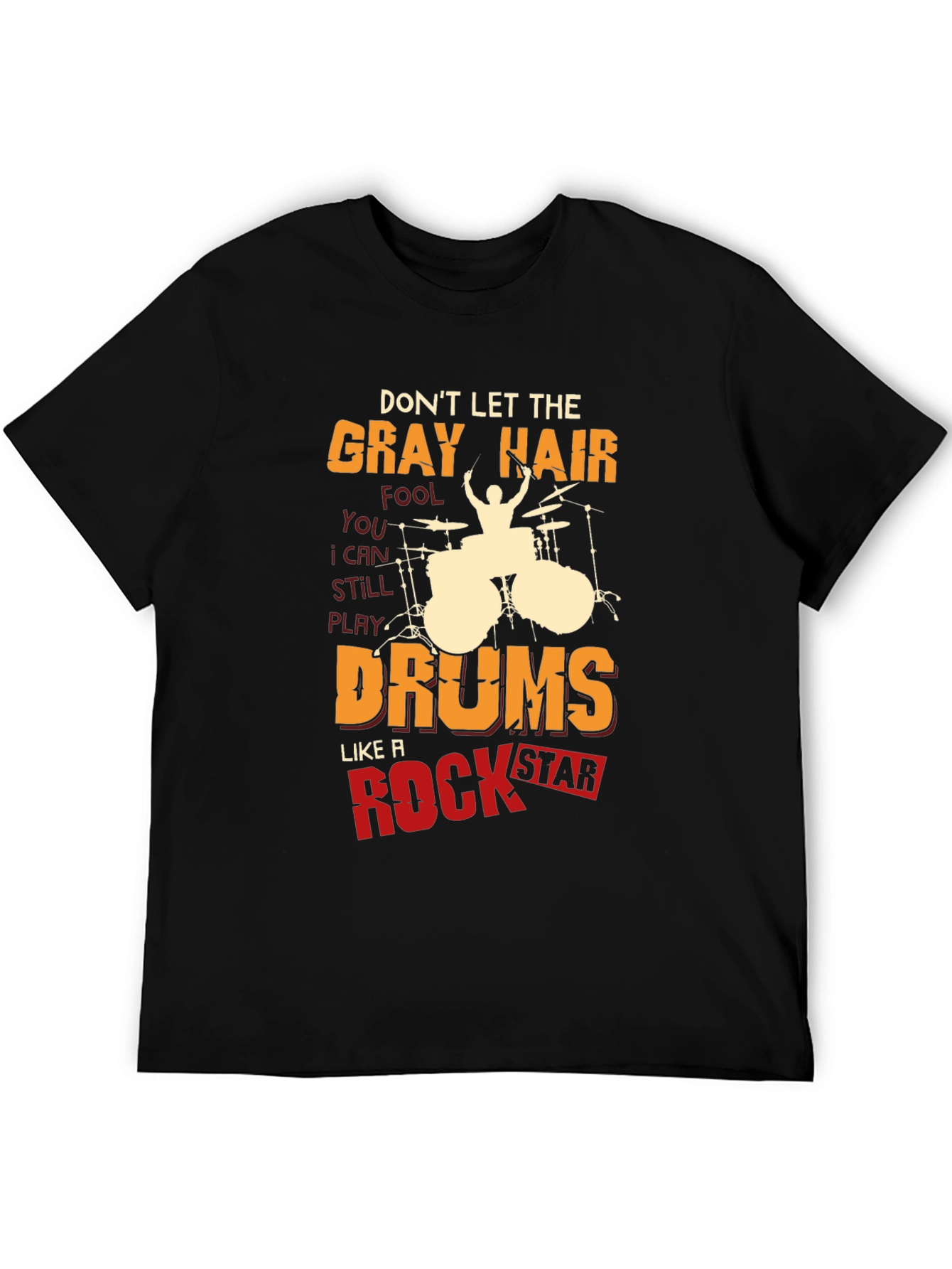 Gray Hair Drums Rock Star T-Shirt
