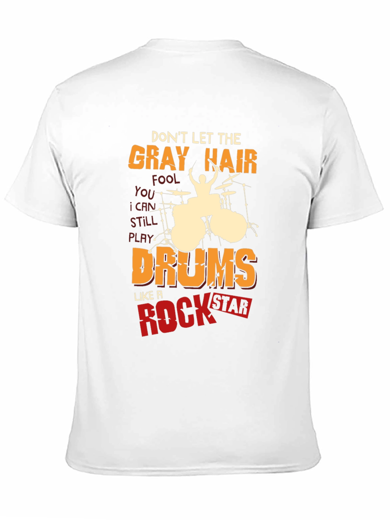 Gray Hair Drums Rock Star T-Shirt