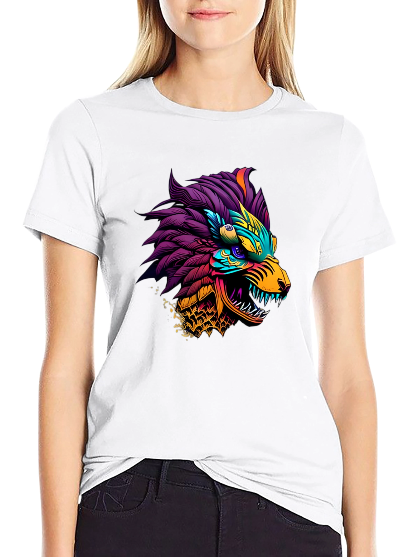 Vibrant Dragon Graphic Tee - Stylish Mens Black T-Shirt