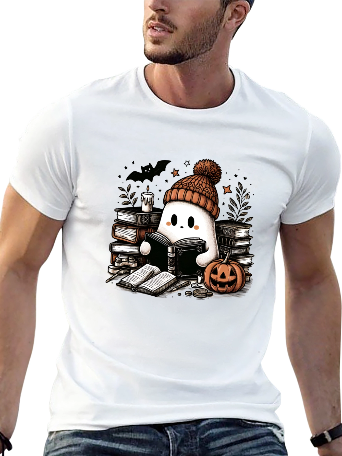 Reading Ghost T-Shirt - Cute Halloween Tee