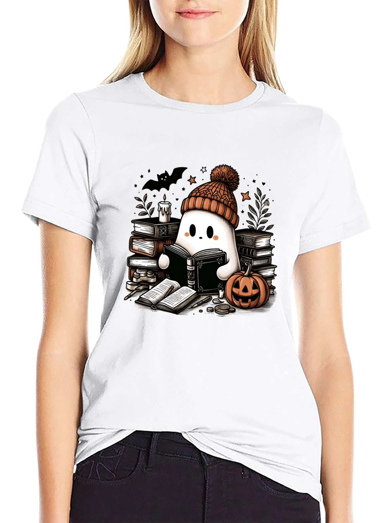 Reading Ghost T-Shirt - Cute Halloween Tee