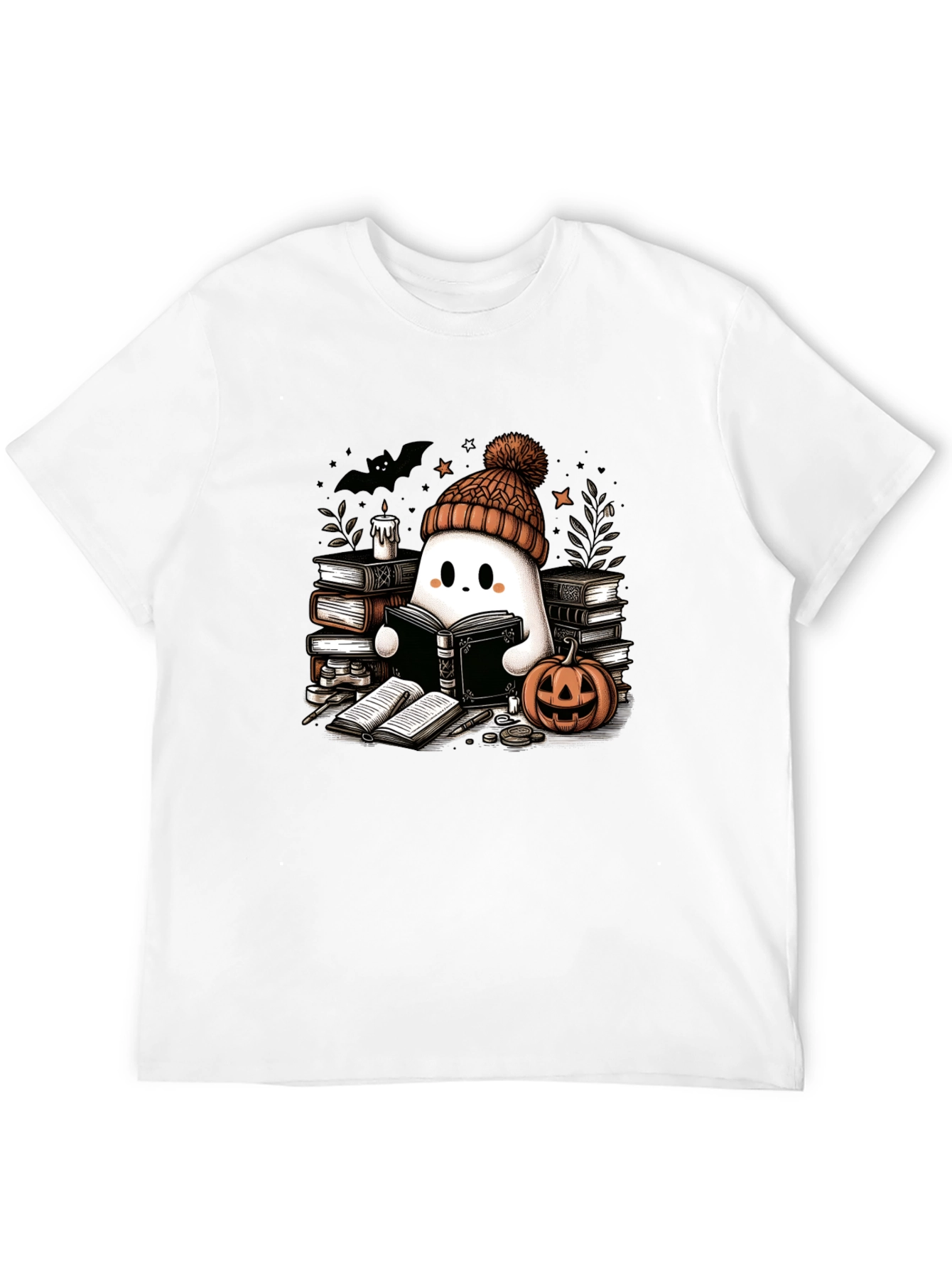 Reading Ghost T-Shirt - Cute Halloween Tee