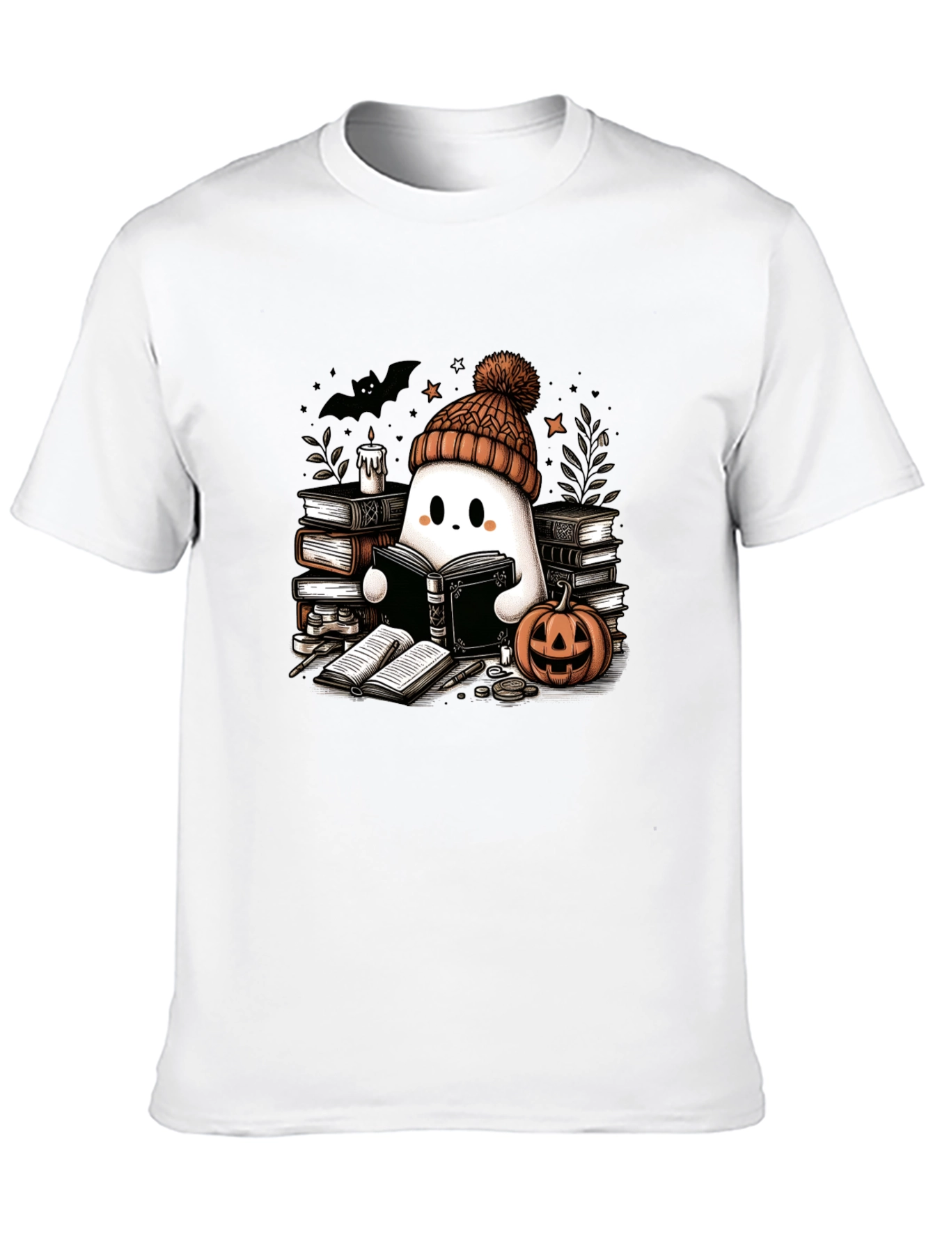 Reading Ghost T-Shirt - Cute Halloween Tee