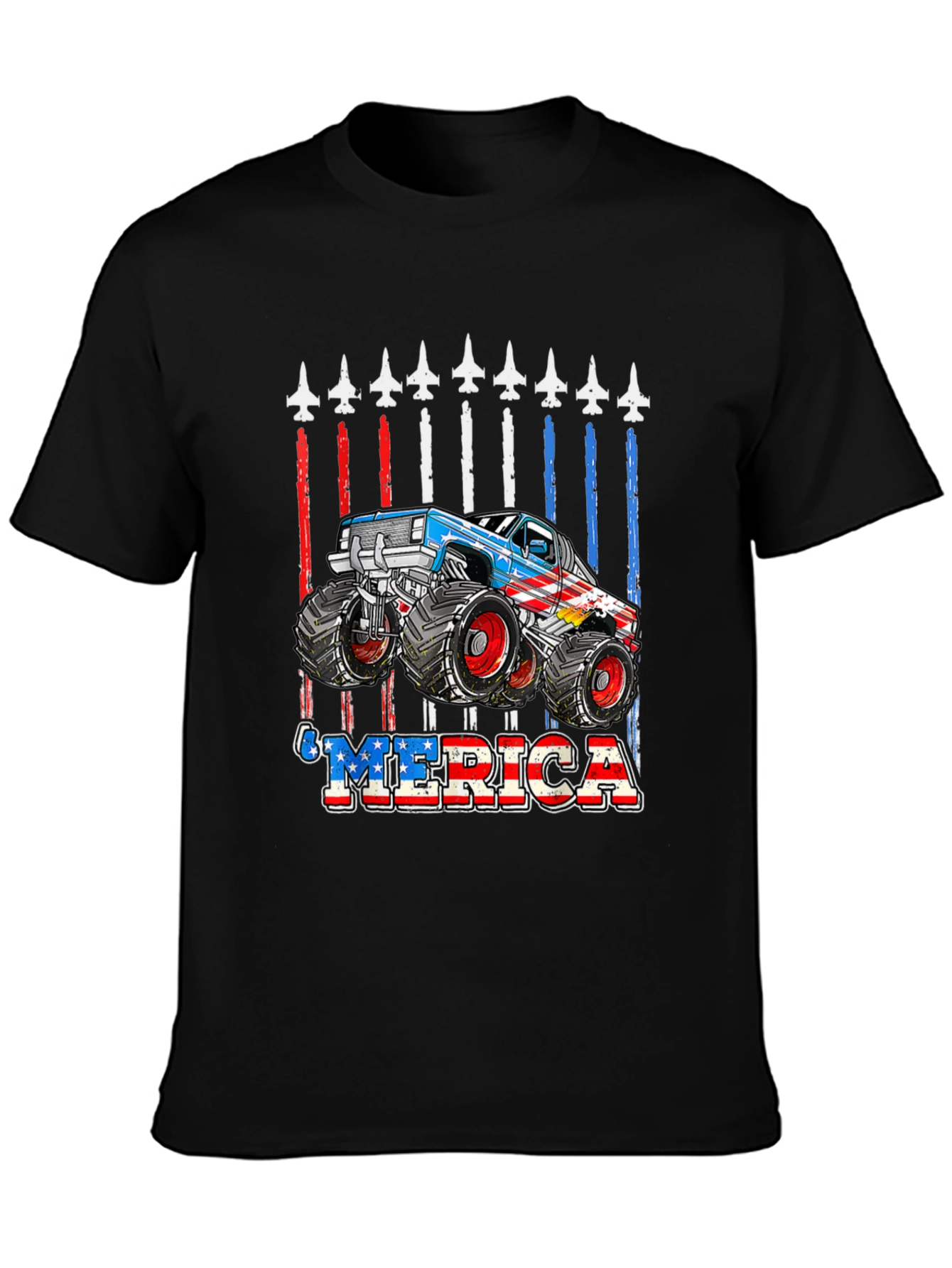 Patriotic Monster Truck MERICA Graphic Tee