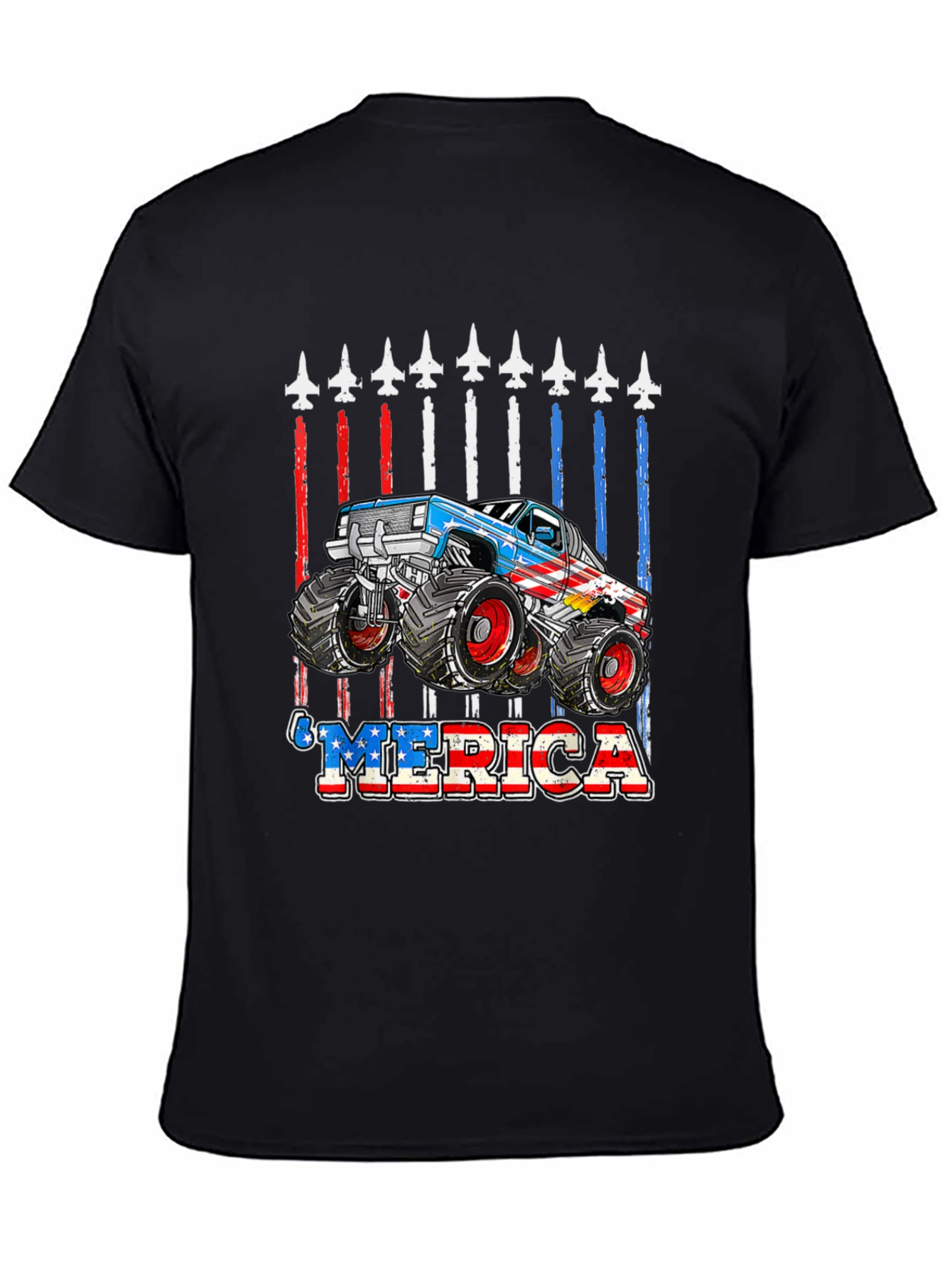 Patriotic Monster Truck MERICA Graphic Tee