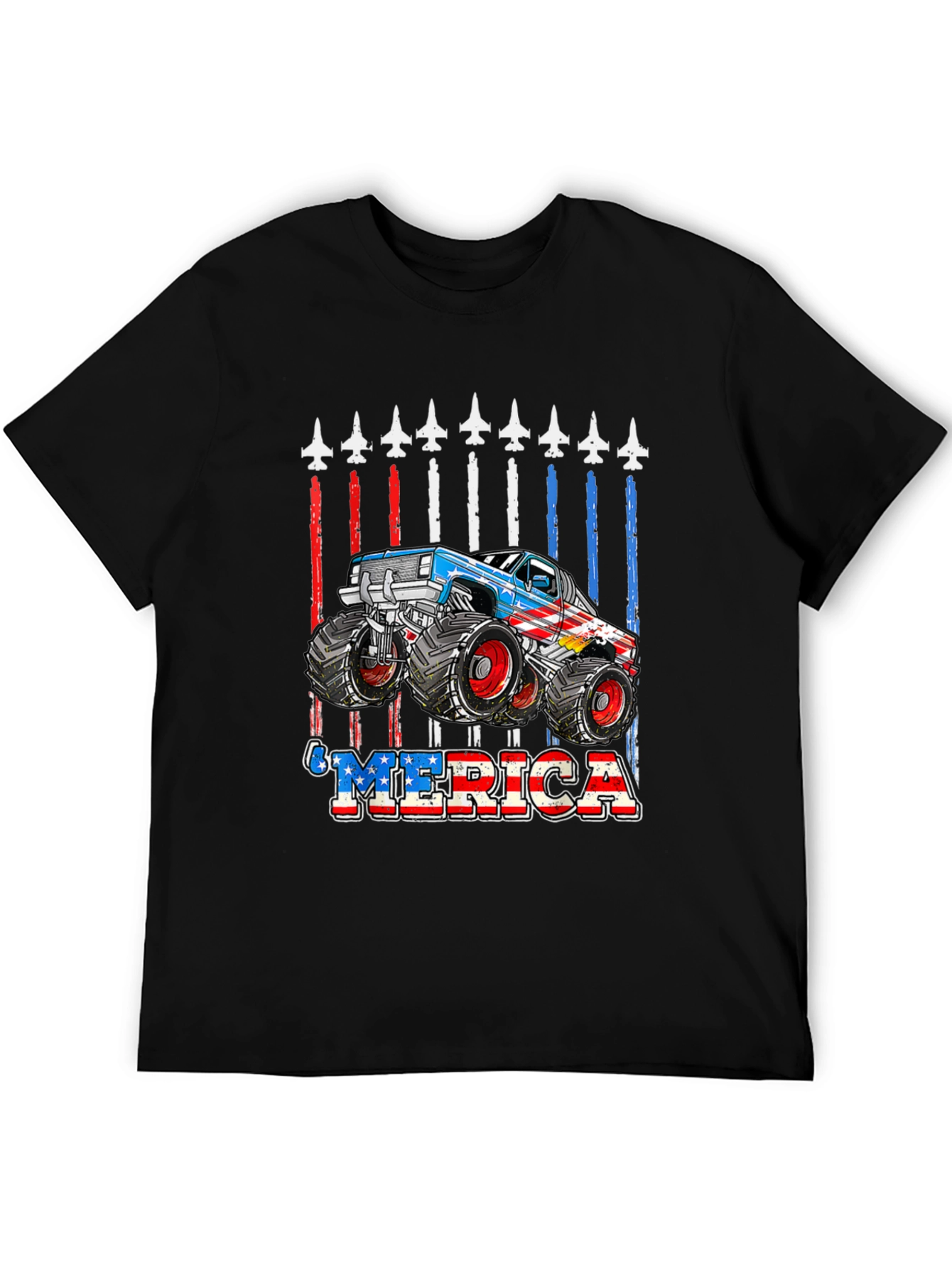 Patriotic Monster Truck MERICA Graphic Tee