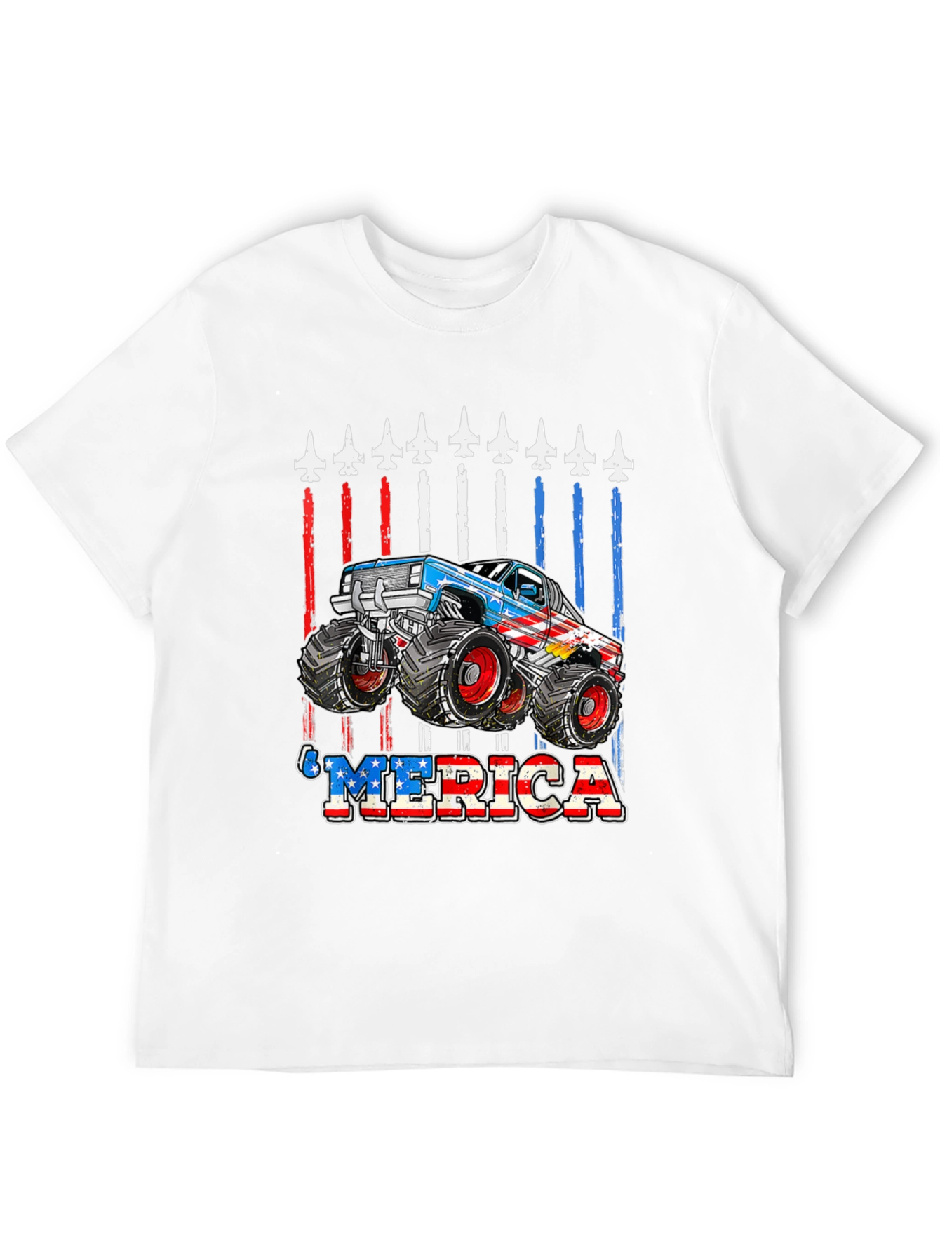 Patriotic Monster Truck MERICA Graphic Tee