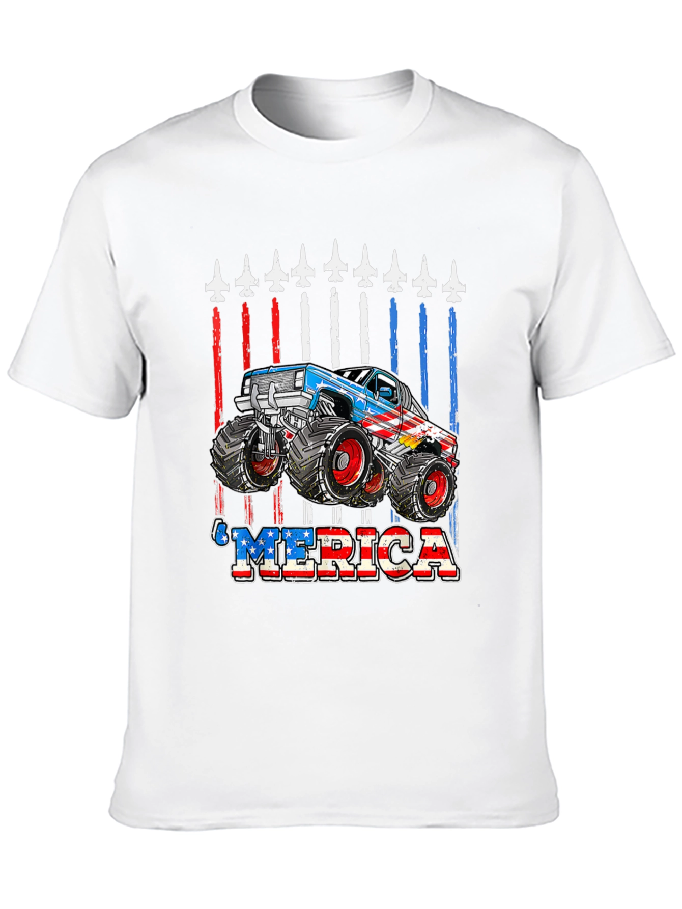 Patriotic Monster Truck MERICA Graphic Tee