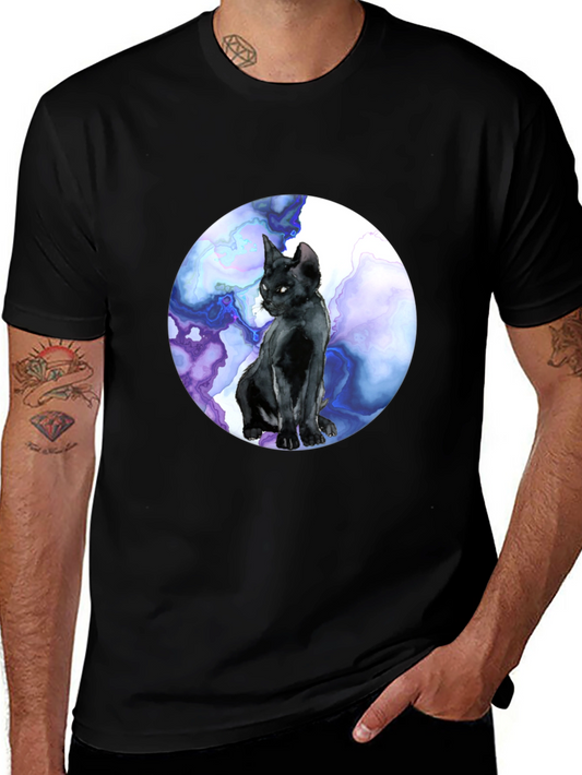 Black Cat Watercolor T-Shirt