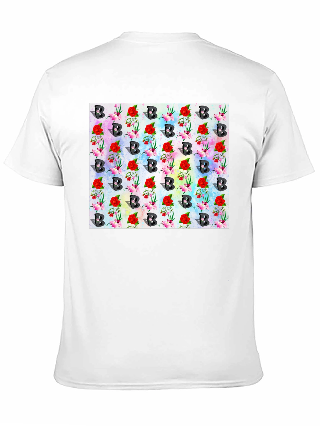 Floral B Pattern Black T-Shirt