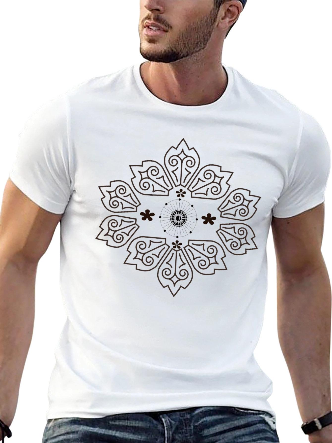 Patterned Crew Neck T-Shirt