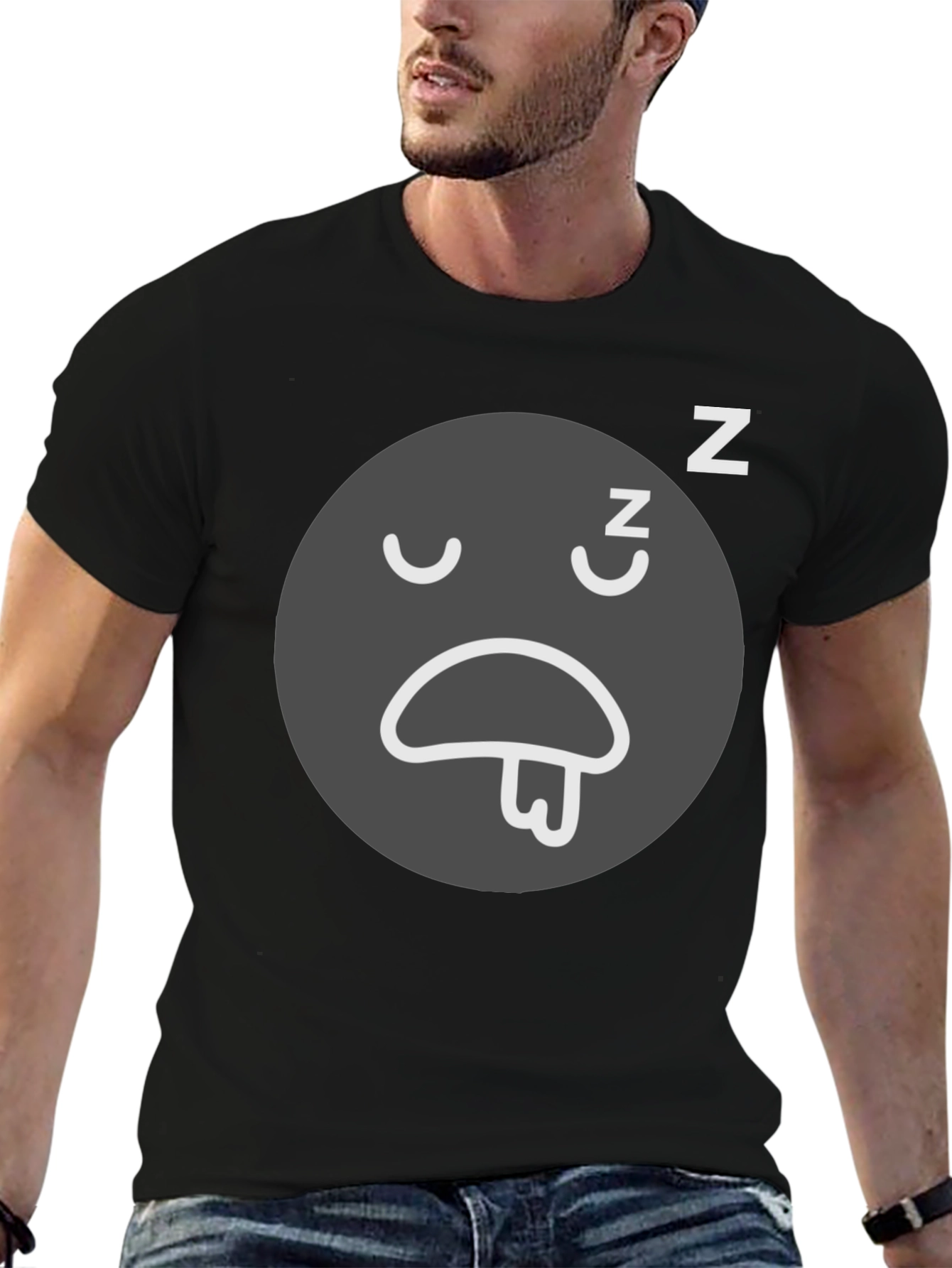 Sleepy Emoji Black T-Shirt - Comfortable Relaxed Fit