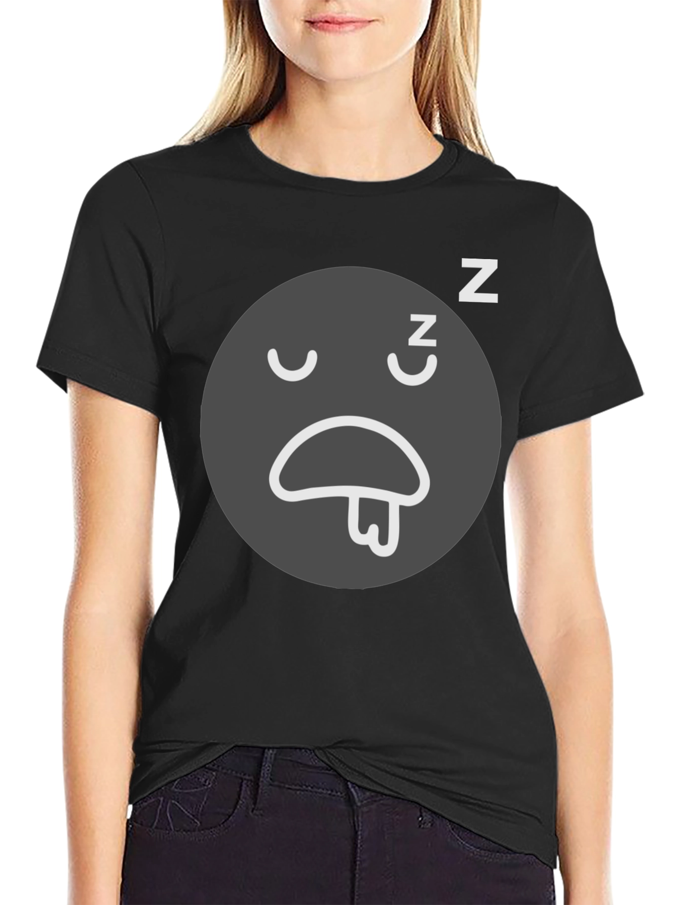 Sleepy Emoji Black T-Shirt - Comfortable Relaxed Fit