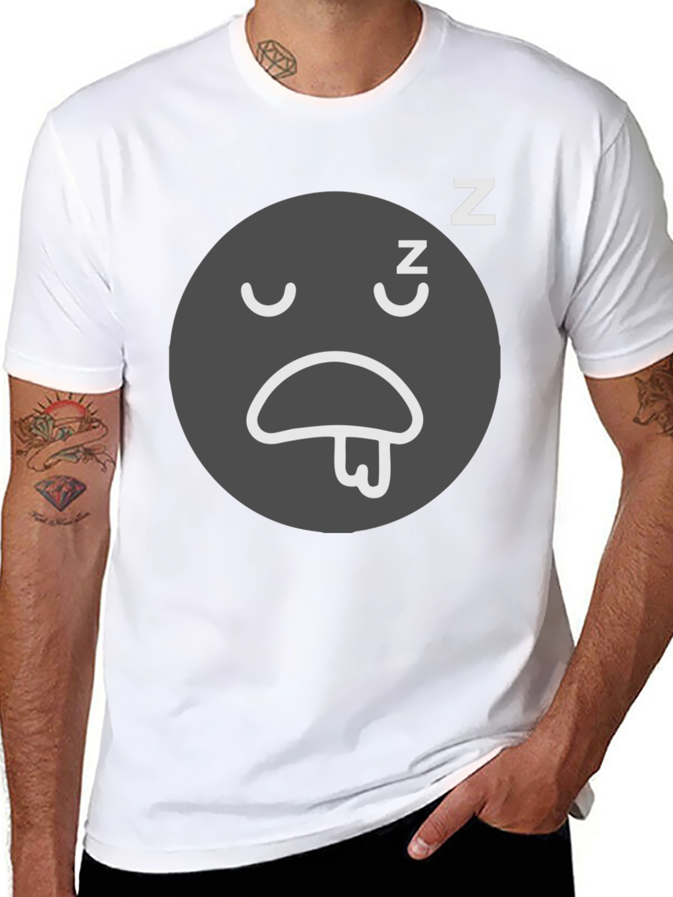 Sleepy Emoji Black T-Shirt - Comfortable Relaxed Fit