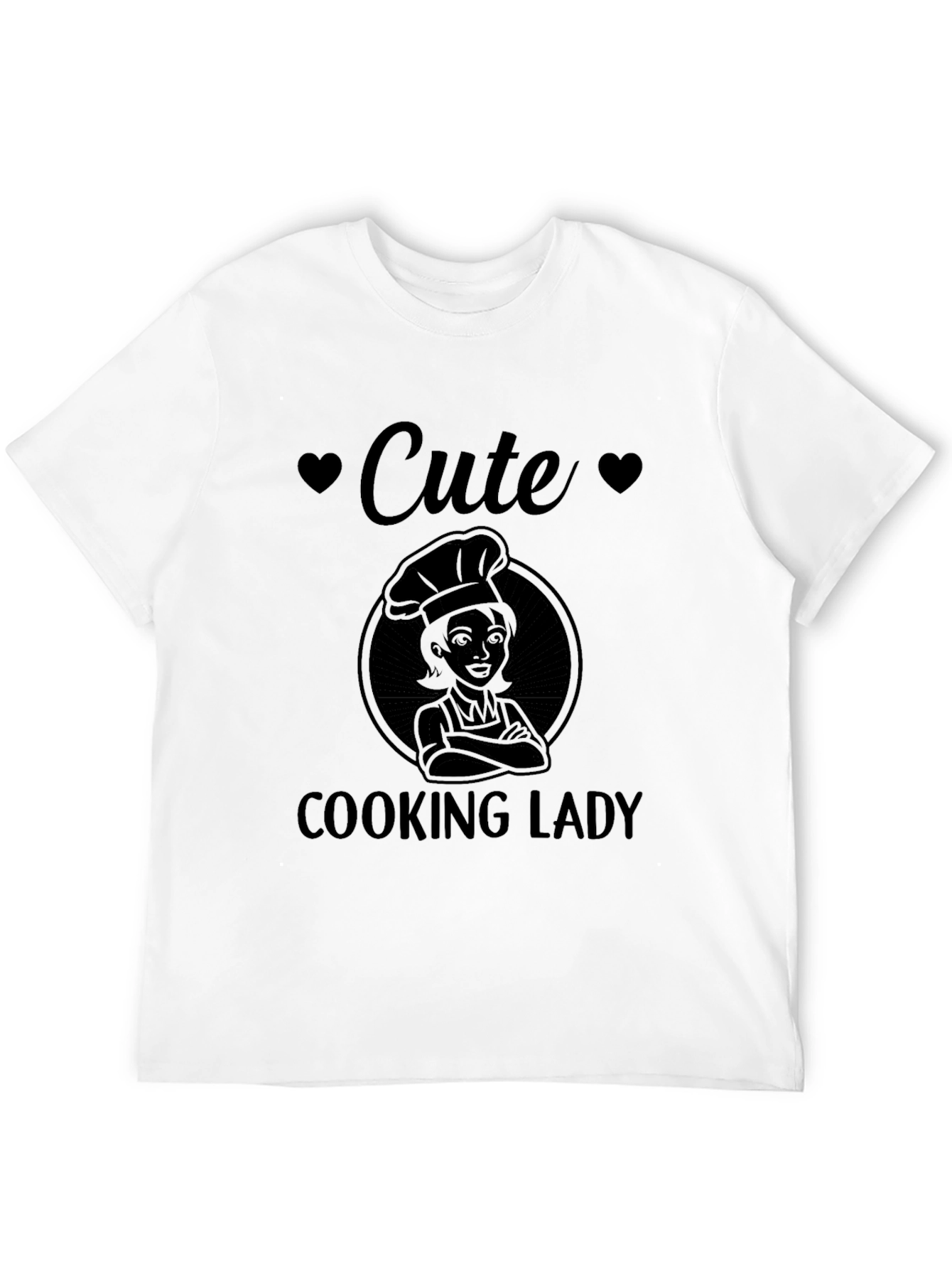 Cute Cooking Lady Graphic Tee - Black T-Shirt