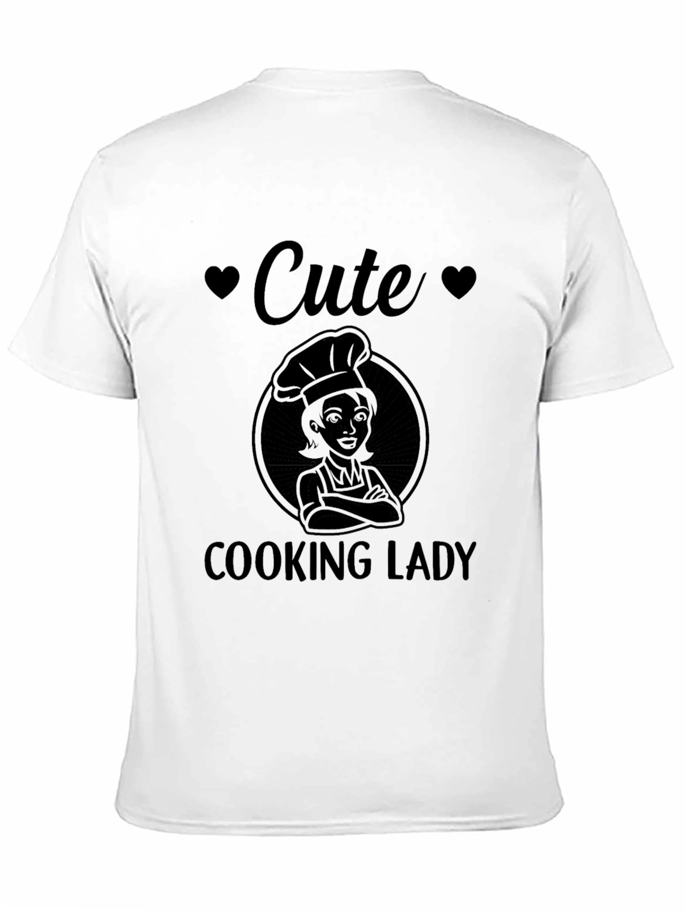 Cute Cooking Lady Graphic Tee - Black T-Shirt