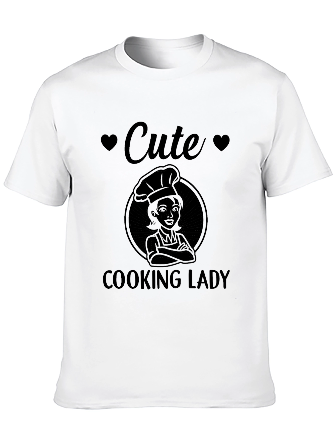 Cute Cooking Lady Graphic Tee - Black T-Shirt