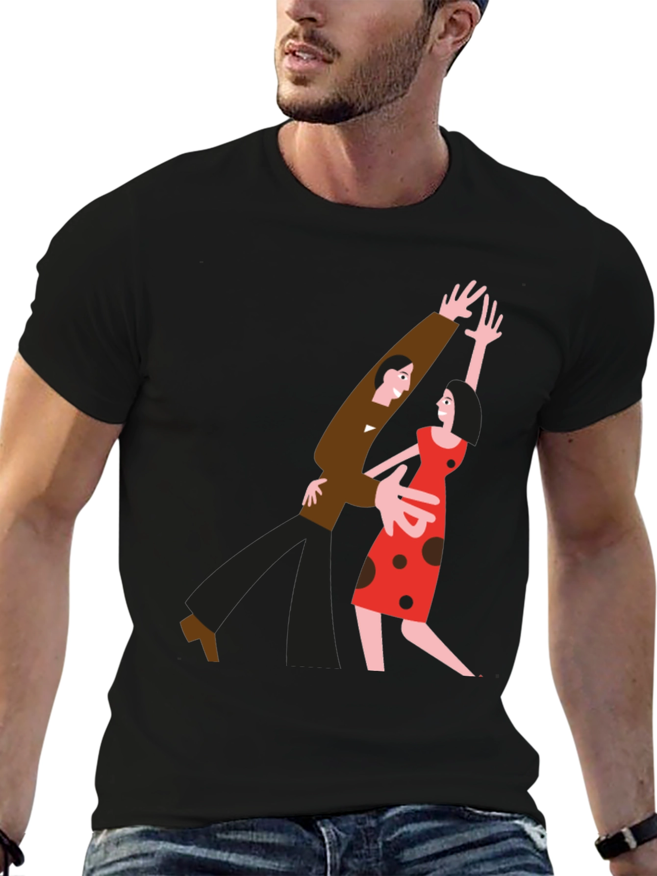 Retro Dance Couple Graphic Tee - Classic Style
