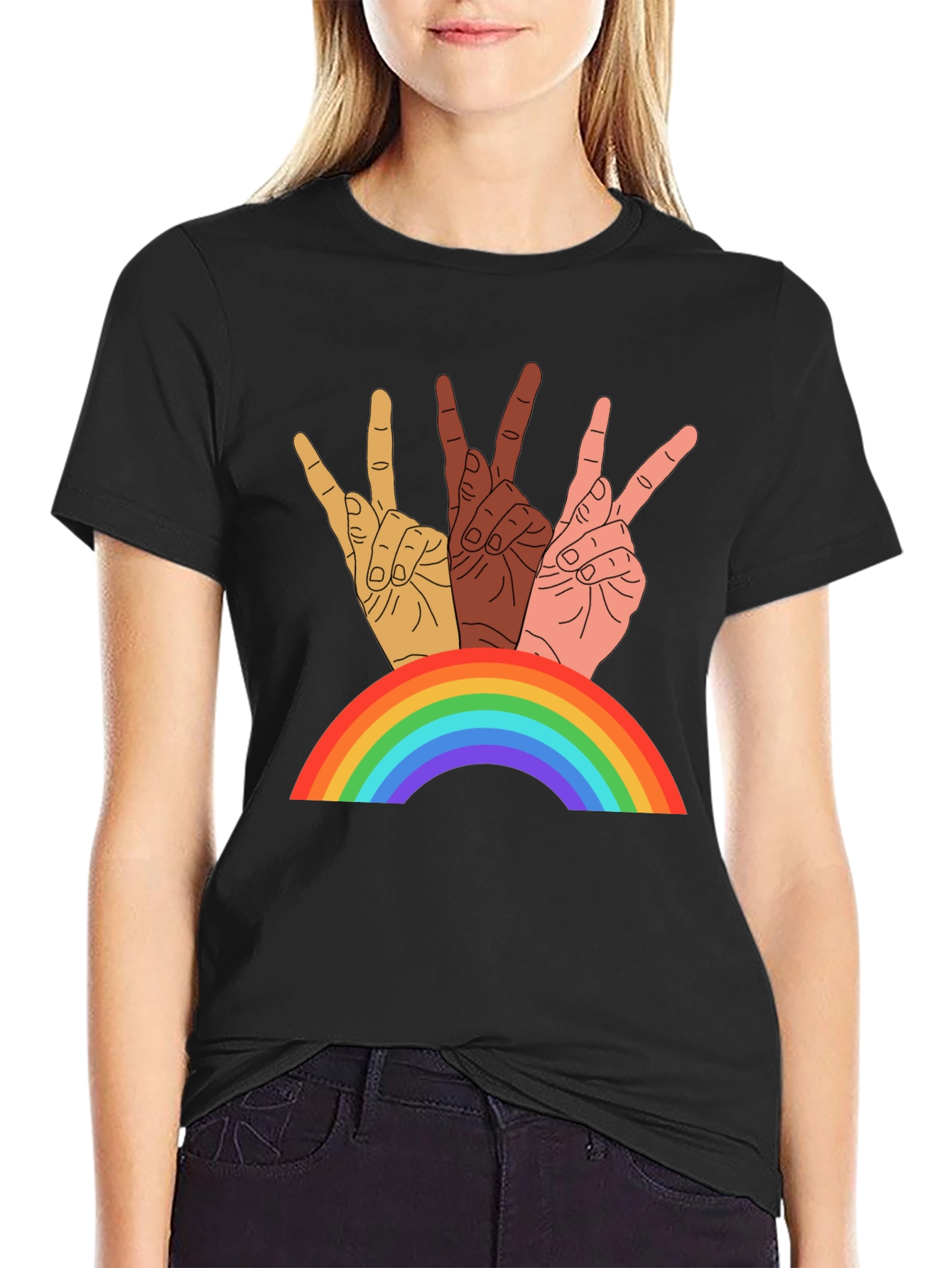 Diversity Peace Sign Rainbow T-Shirt