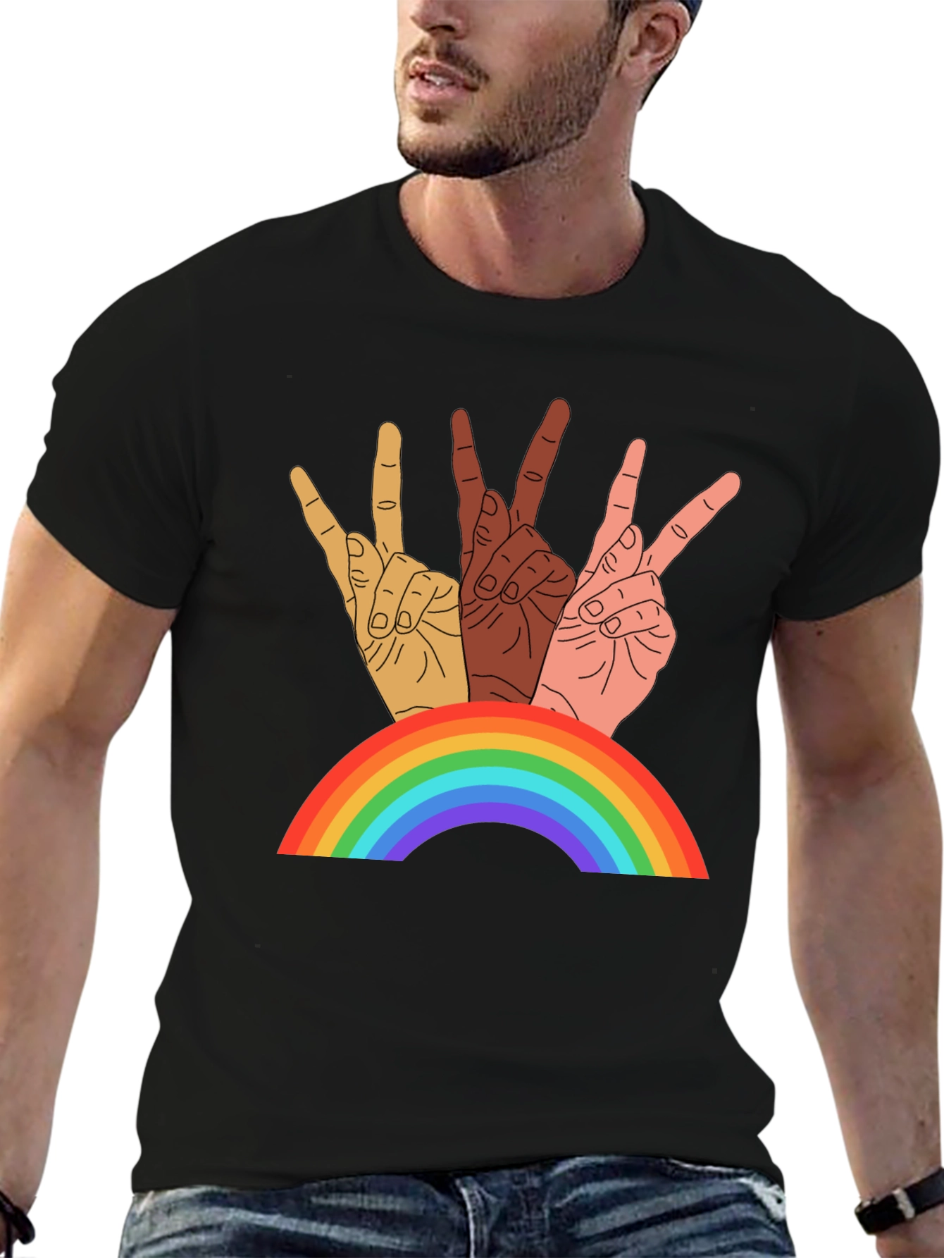 Diversity Peace Sign Rainbow T-Shirt