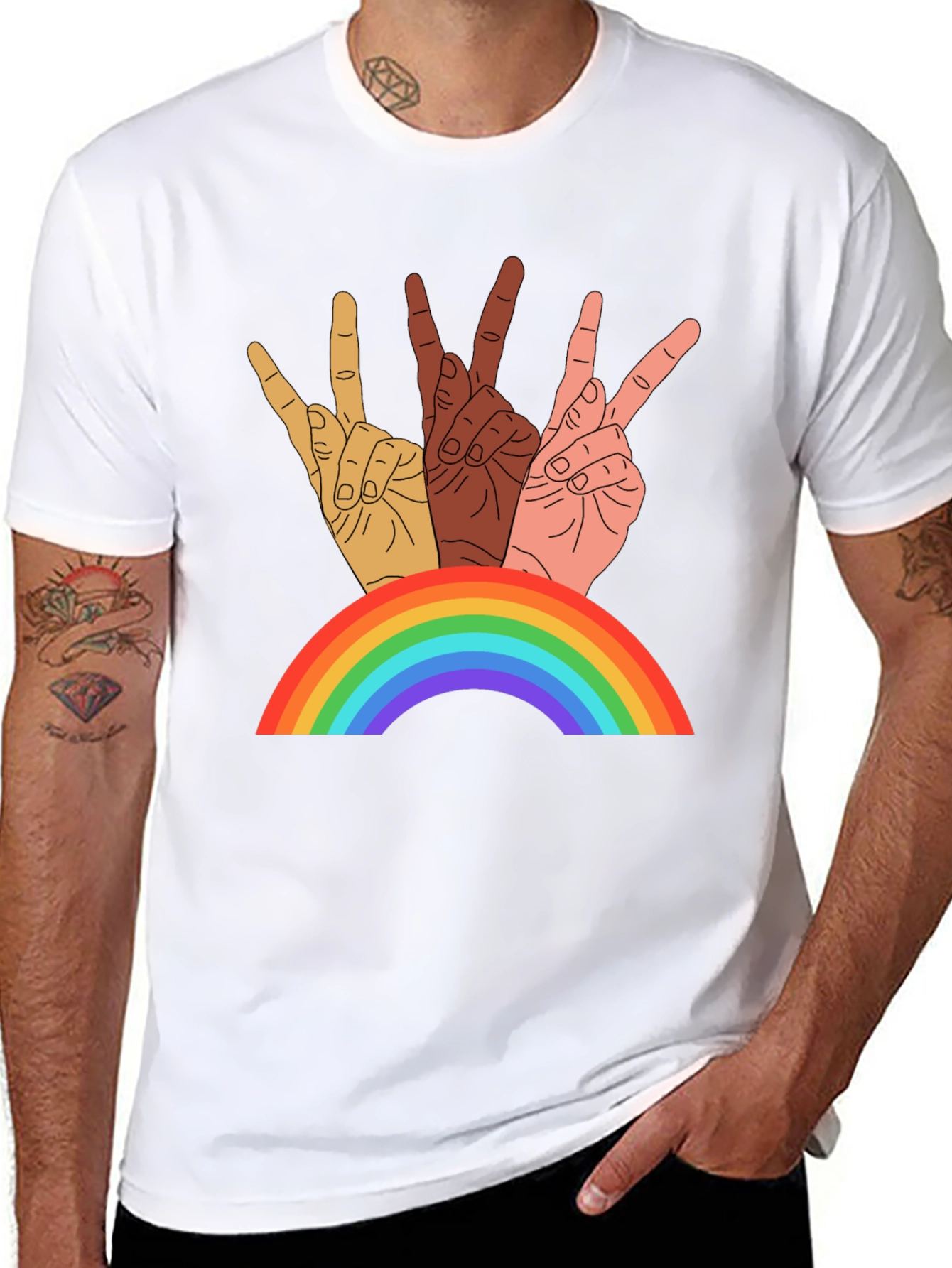 Diversity Peace Sign Rainbow T-Shirt