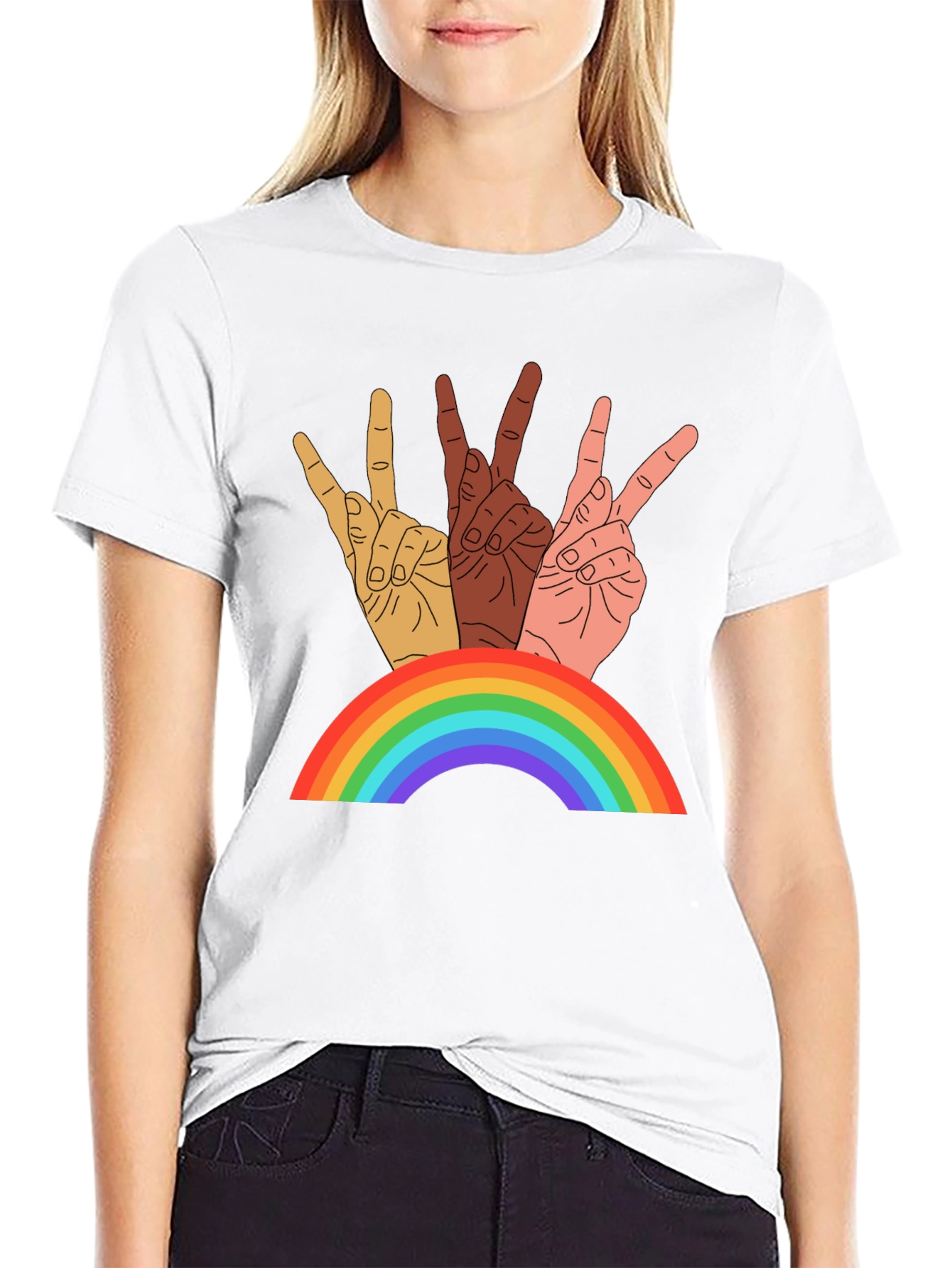 Diversity Peace Sign Rainbow T-Shirt