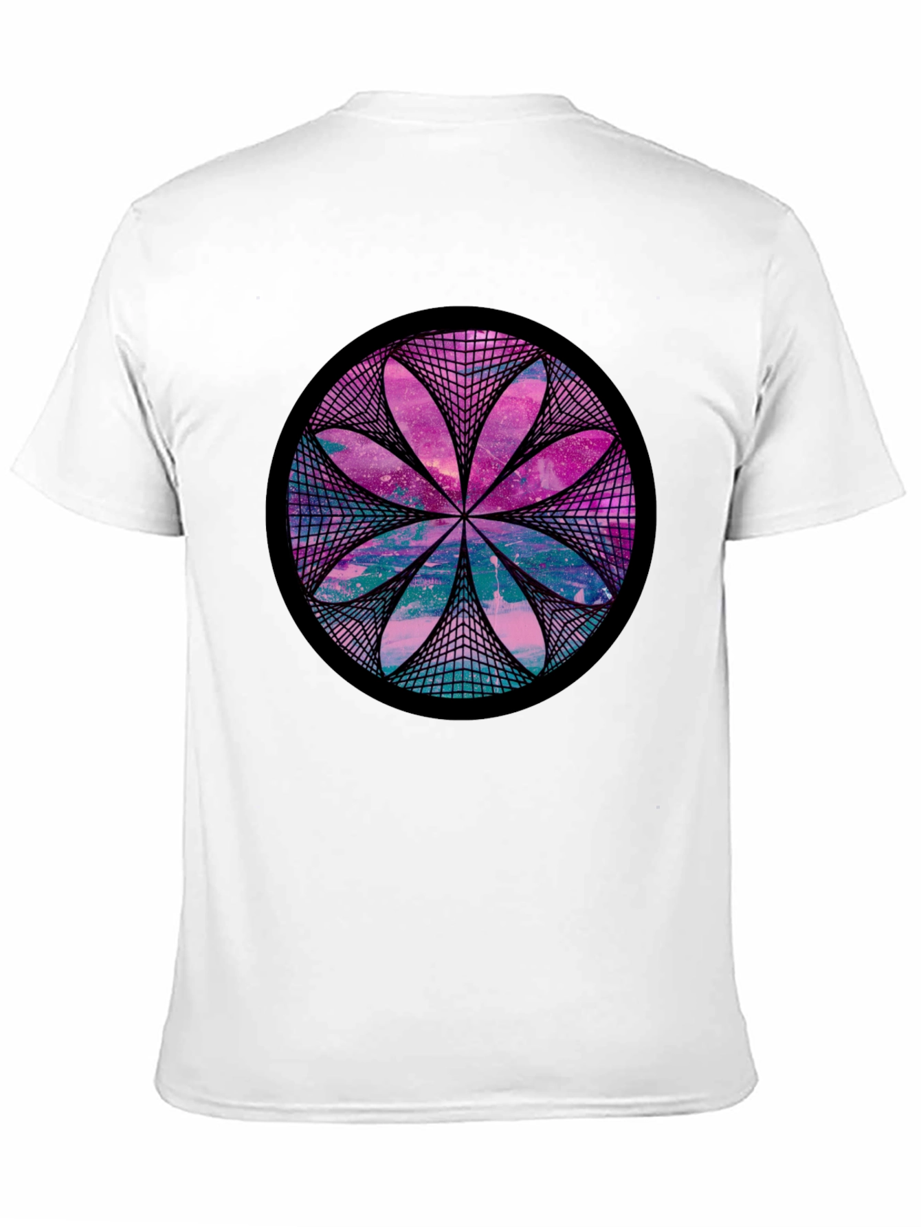 Cosmic Flower Graphic Tee - Black Cotton Blend Shirt