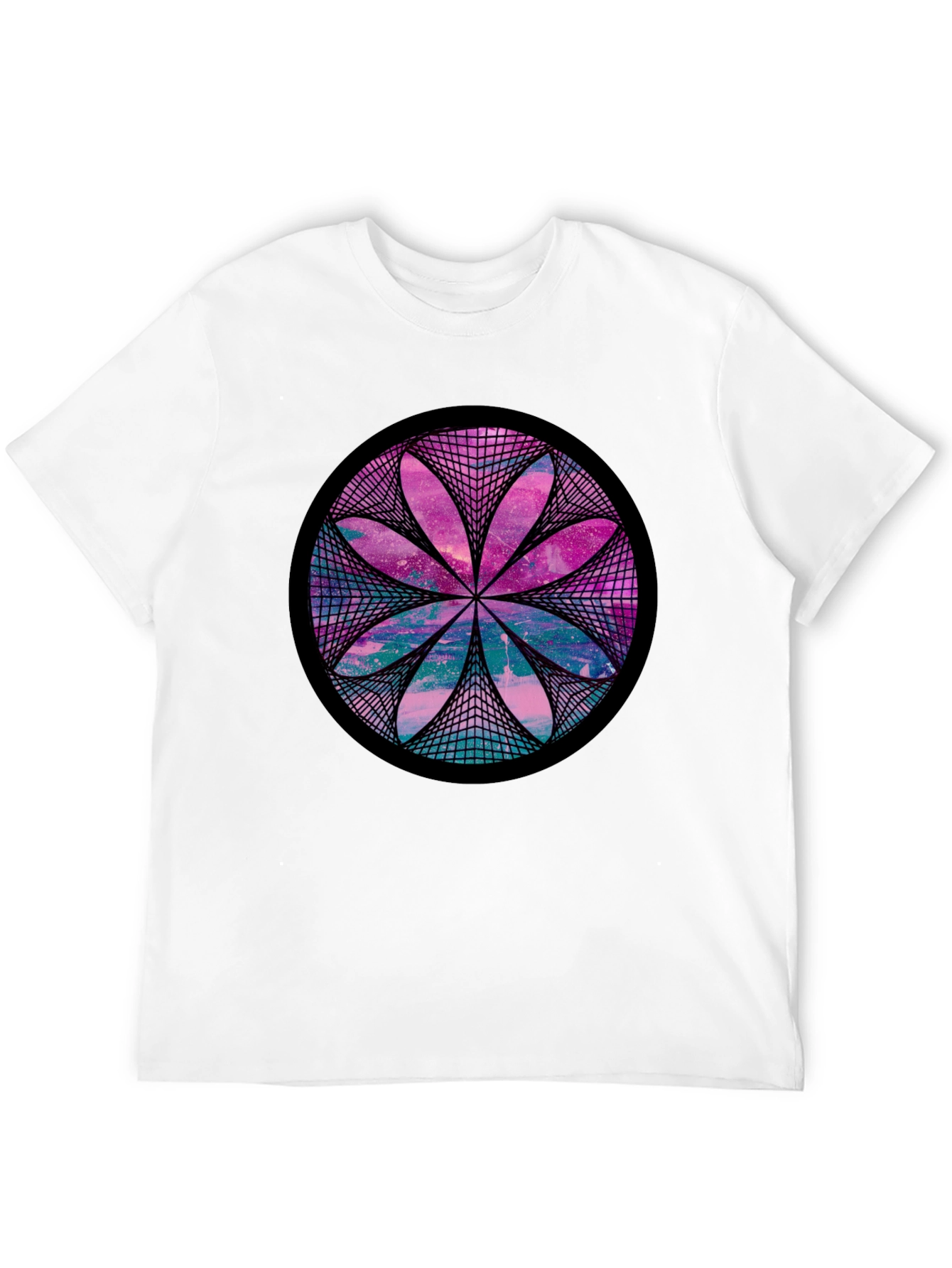 Cosmic Flower Graphic Tee - Black Cotton Blend Shirt