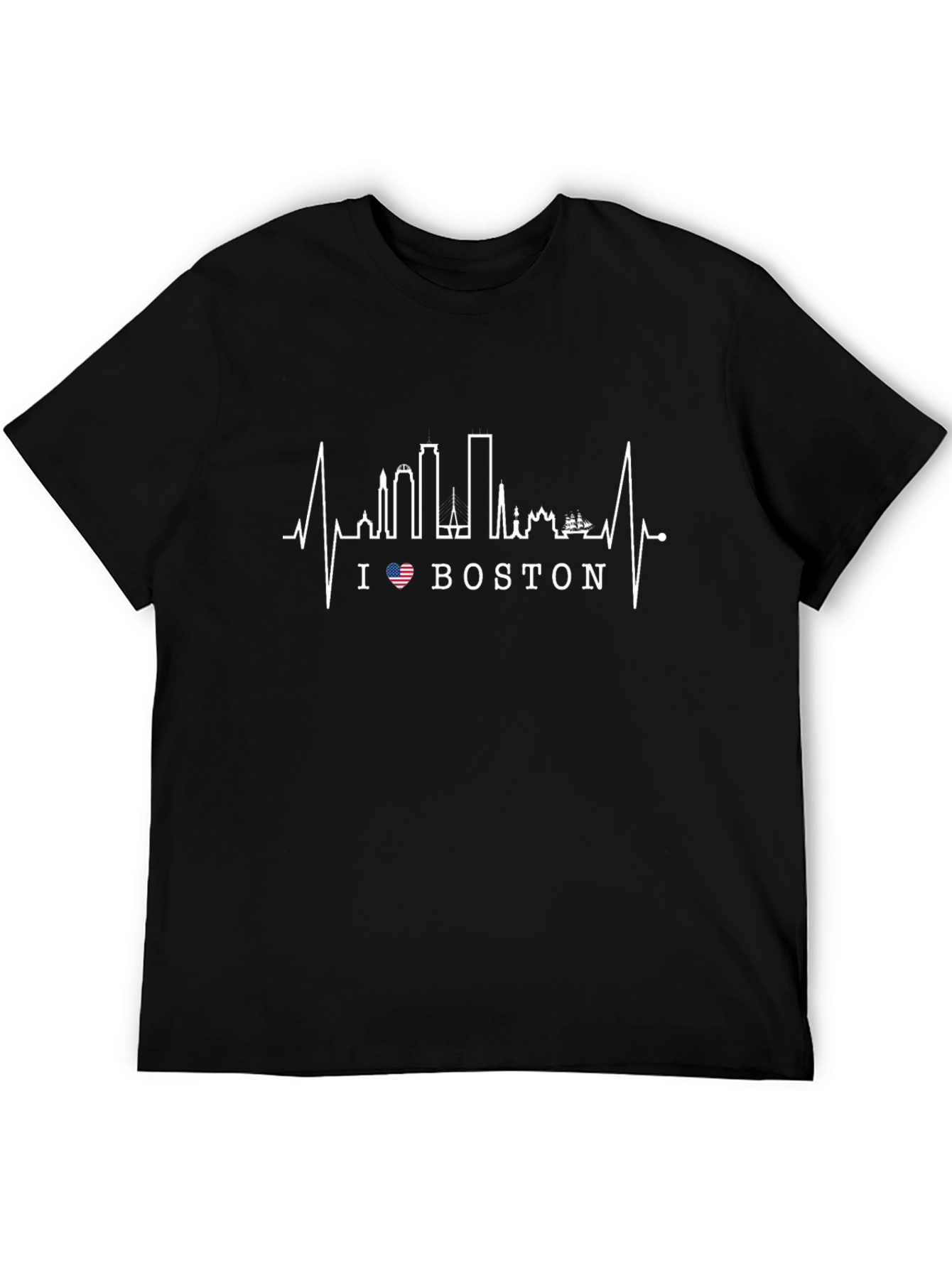 I Heart Boston T-Shirt Skyline USA Flag