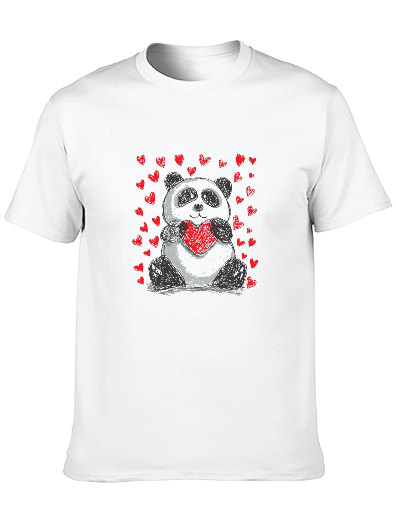 Cute Panda Heart Graphic T-Shirt - Soft Black Tee