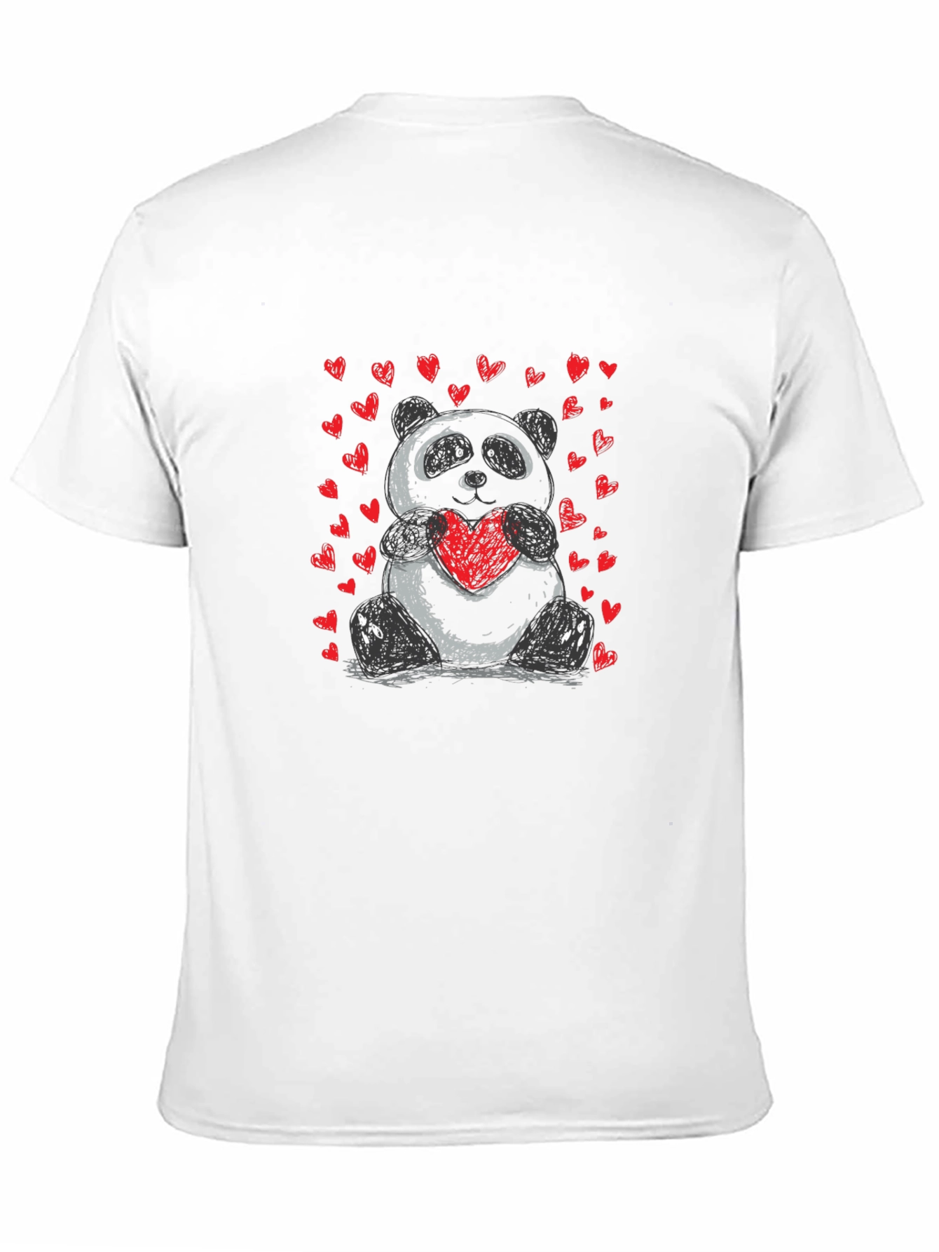 Cute Panda Heart Graphic T-Shirt - Soft Black Tee