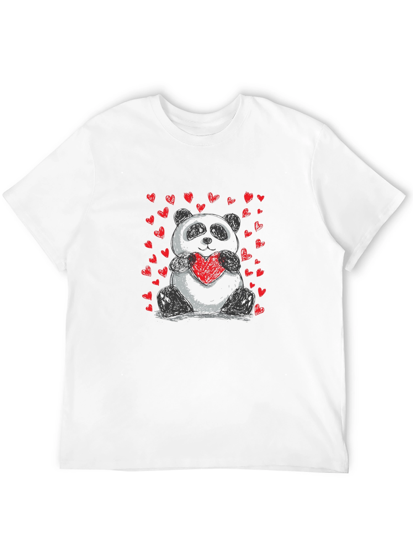Cute Panda Heart Graphic T-Shirt - Soft Black Tee