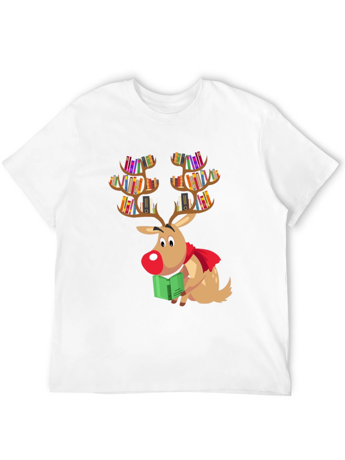 Bookish Reindeer Christmas T-Shirt