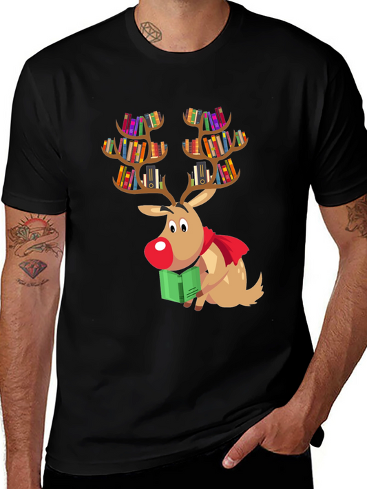 Bookish Reindeer Christmas T-Shirt