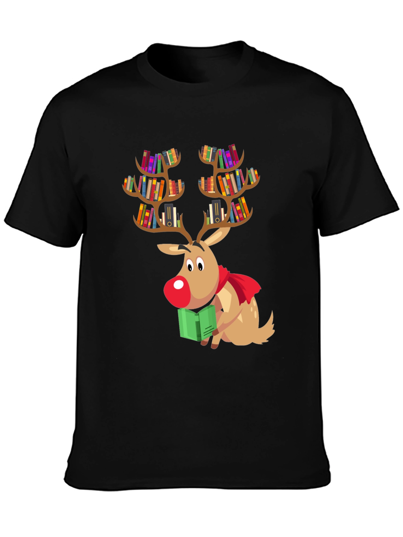 Bookish Reindeer Christmas T-Shirt