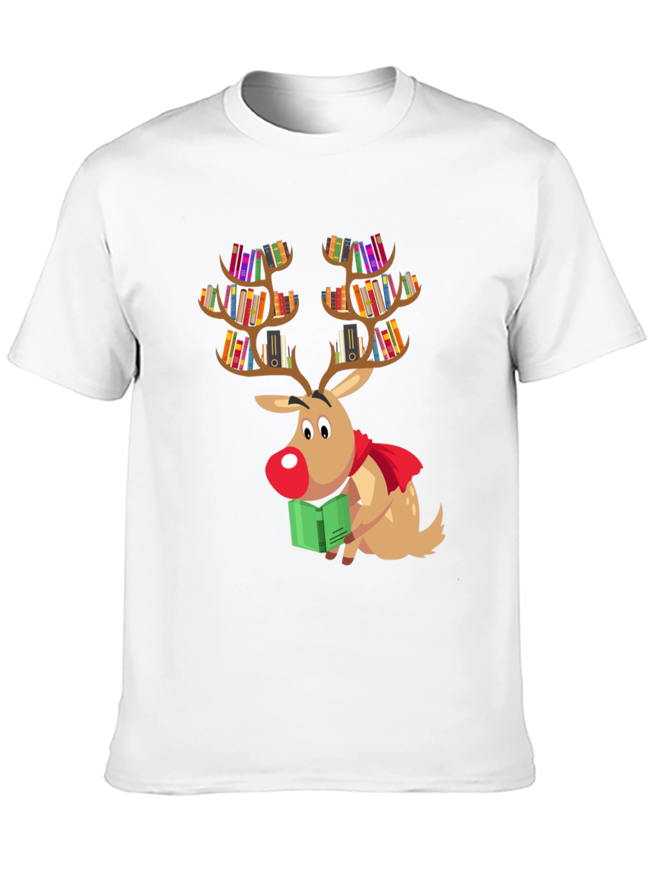 Bookish Reindeer Christmas T-Shirt