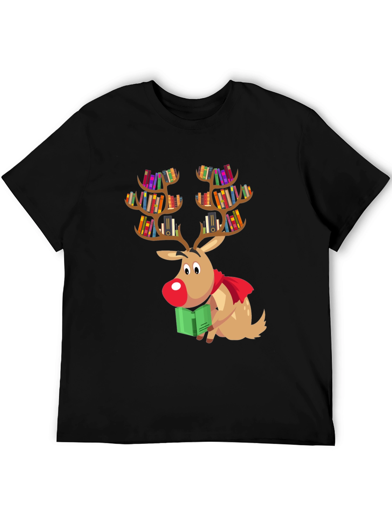Bookish Reindeer Christmas T-Shirt