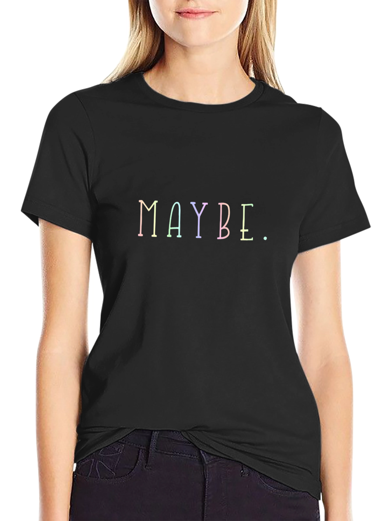 Maybe Graphic T-Shirt - Black Casual Tee