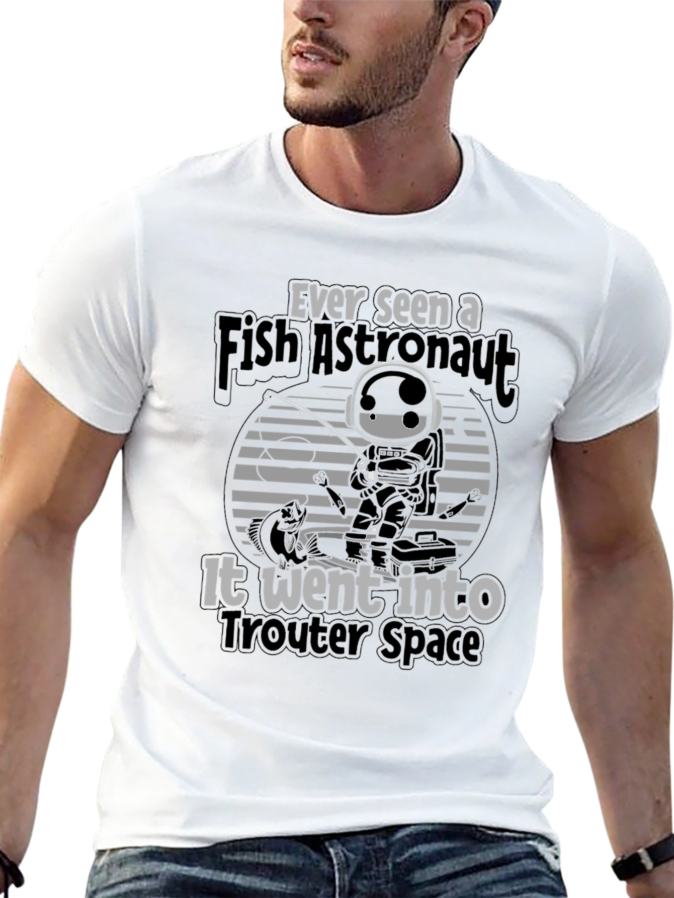 Fish Astronaut T-Shirt Trouter Space Design