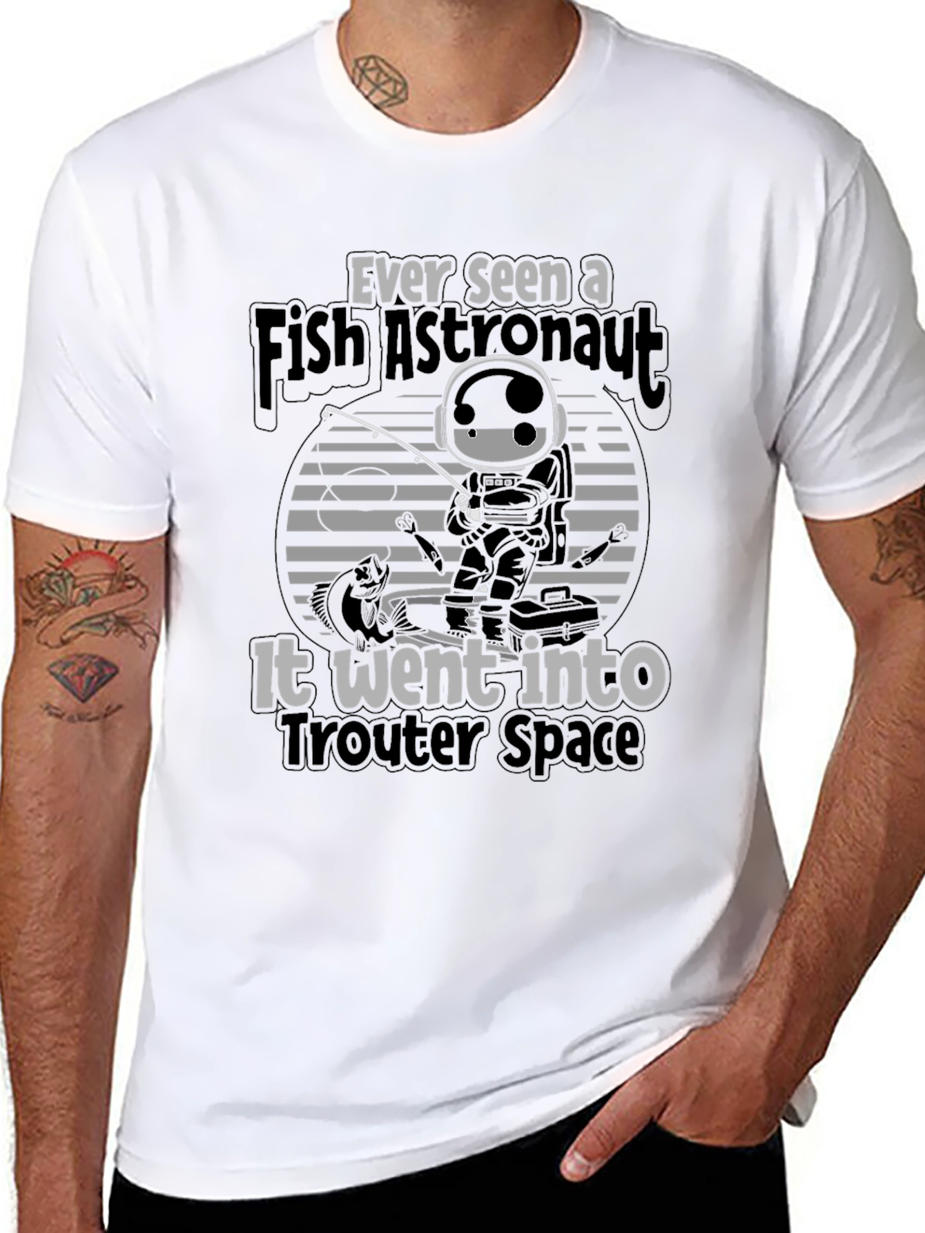 Fish Astronaut T-Shirt Trouter Space Design