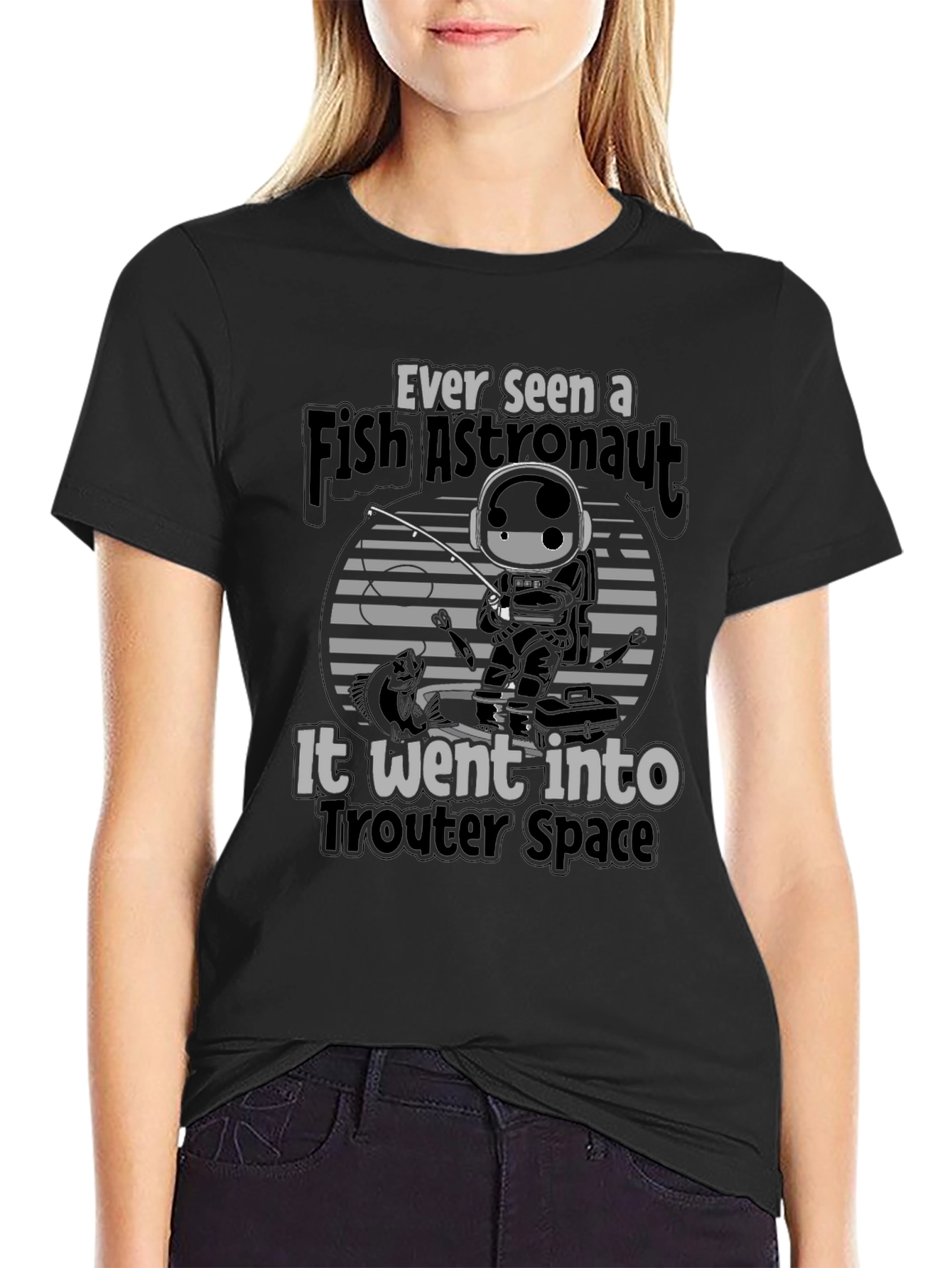 Fish Astronaut T-Shirt Trouter Space Design